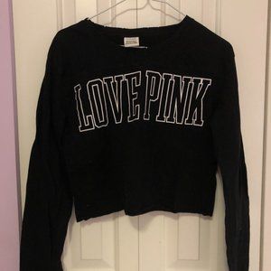 black vs pink cropped long sleeve top